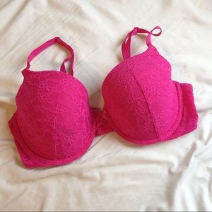 VS Hot Pink Lace Bra